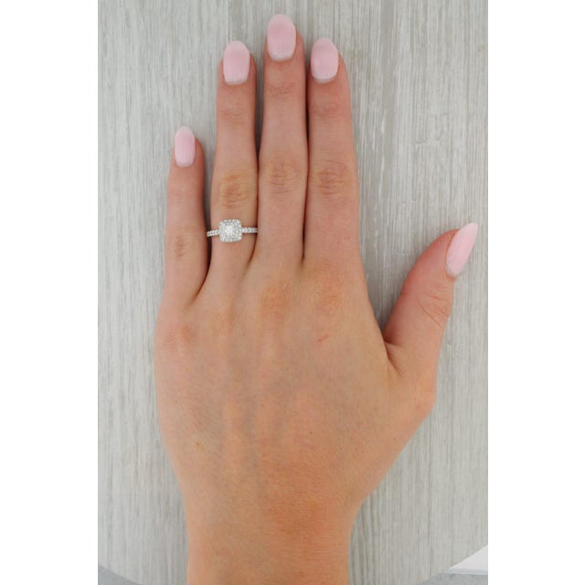 White 0.55ctw Round Diamond Halo Engagement Ring 14k White Gold Size 6.5 For Sale - Image 8 of 8