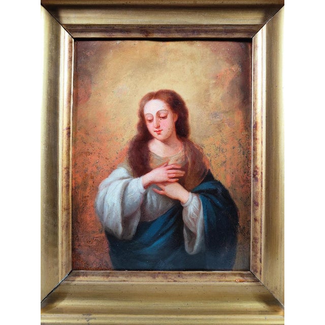 Virgin Mary, Oil on Copper, 17th Century, Framed For Sale - Image 6 of 13