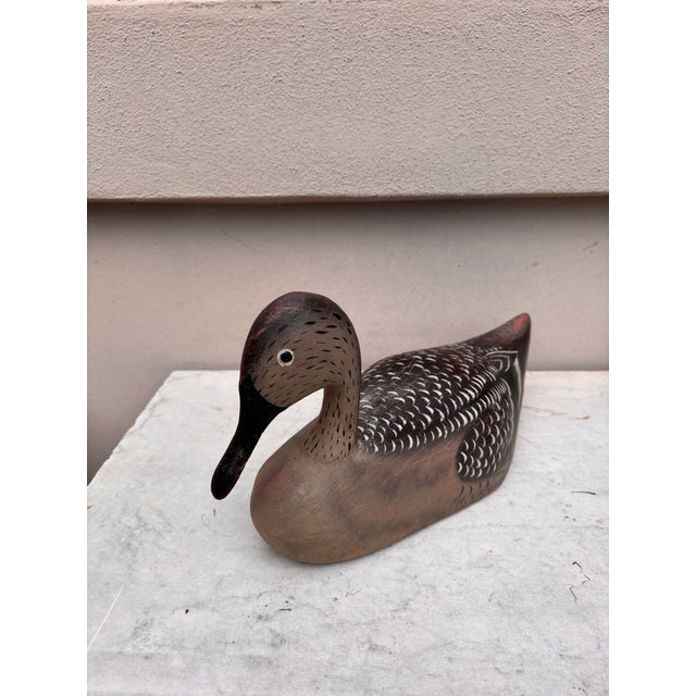 Rustic Art Deco French Hand Painted Wood Duck Decoy For Sale - Image 3 of 6