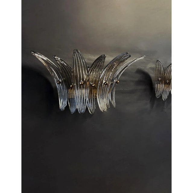 Murano Palmette Smoked Glasses Sconces - a Pair For Sale - Image 4 of 8