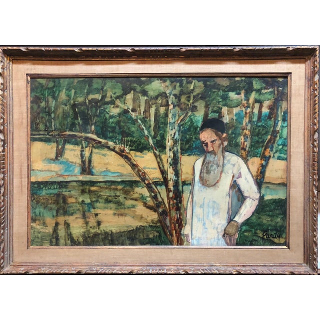 Genre: Modern Subject: Jewish Elder , Judaic Prayer Surface: Board Country: United States signed lower left Donald Roy...