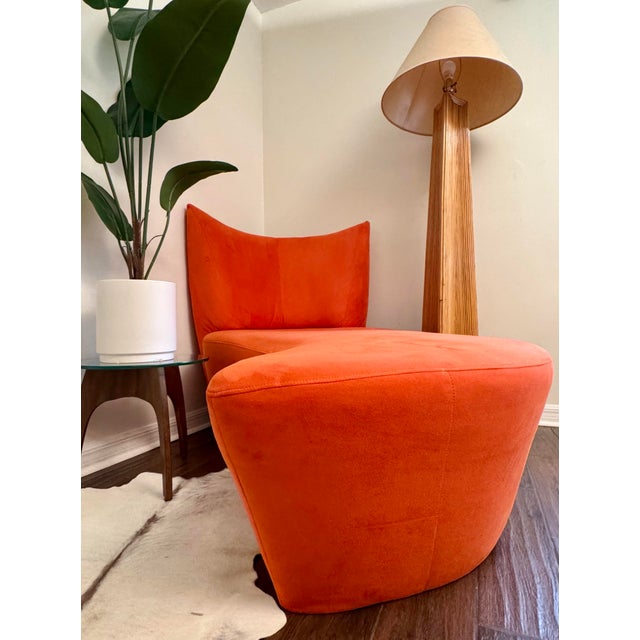 1970s Vic-Line Sculptural Modular Chaise Lounge in Orange Velvet For Sale - Image 4 of 9