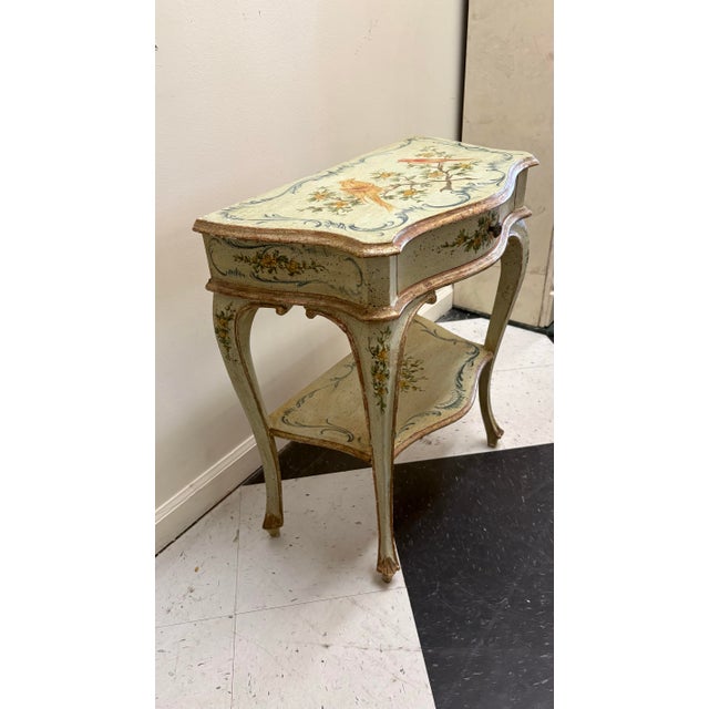 Wood Early 20th Century Venetian Hand-Painted Side Table - Louis XV Style For Sale - Image 7 of 11