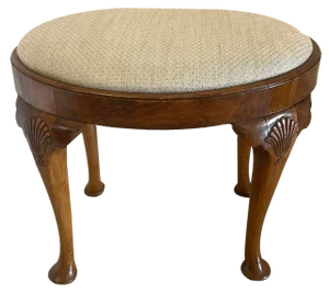 Antique Walnut Oval Stool, 1920