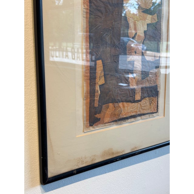 1960s Vintage 60s Brown and Orange Abstract Screen Print For Sale - Image 5 of 5