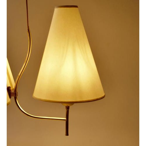 Mid-Century Brass 3-Light Chandelier, 1950s For Sale - Image 14 of 18