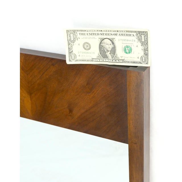 Brown Mid-Century Modern Walnut Hanging Wall Mirror For Sale - Image 8 of 9