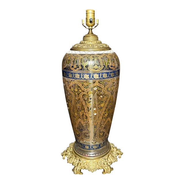 Late 19th Century Fritz Heckert "Jodhpur" Islamic Revival Enameled Glass Table Lamp For Sale