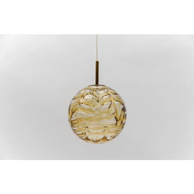 Mid-Century Modern Yellow Murano Glass Ball Pendant Lamp from Doria Leuchten, 1960s For Sale - Image 3 of 9