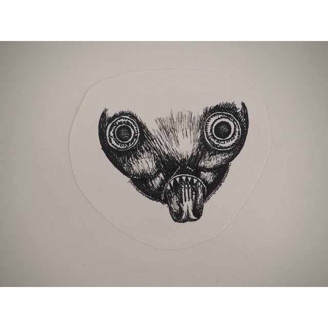 Jean-claude silbermann (1935) flowers and a mask, 1964 set of two original ink drawings unsigned each on thick paper 10.5...