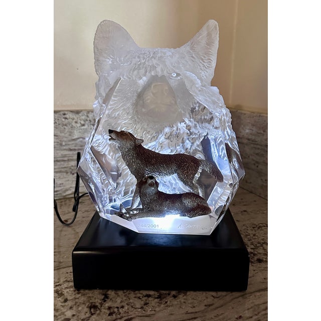 Kitty Cantrell “Devotion” Limited Edition Lucite & Pewter Wolf Sculpture With Lighted Base For Sale - Image 11 of 17