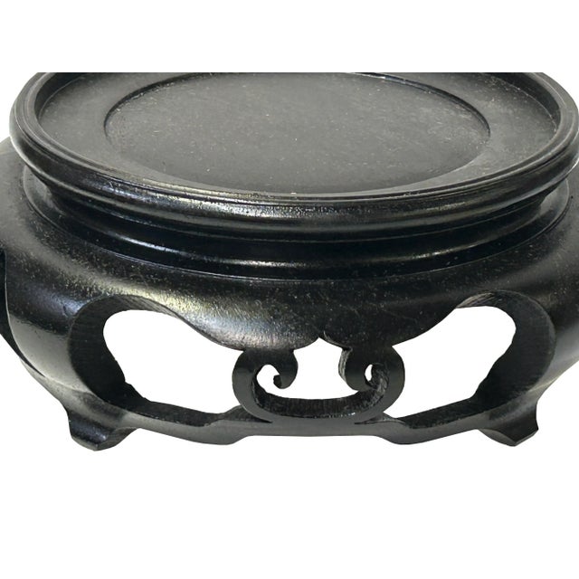 5" Chinese Black Wood Round Legs Table Top Stand Display Easel Riser For Sale In San Francisco - Image 6 of 7