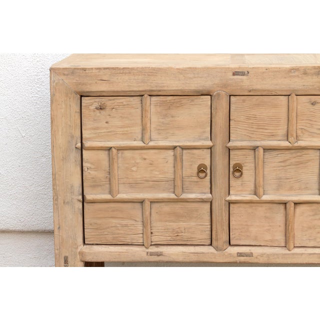 Rustic Rustic Bleached Wood 3-Door Grain Cabinet For Sale - Image 3 of 9