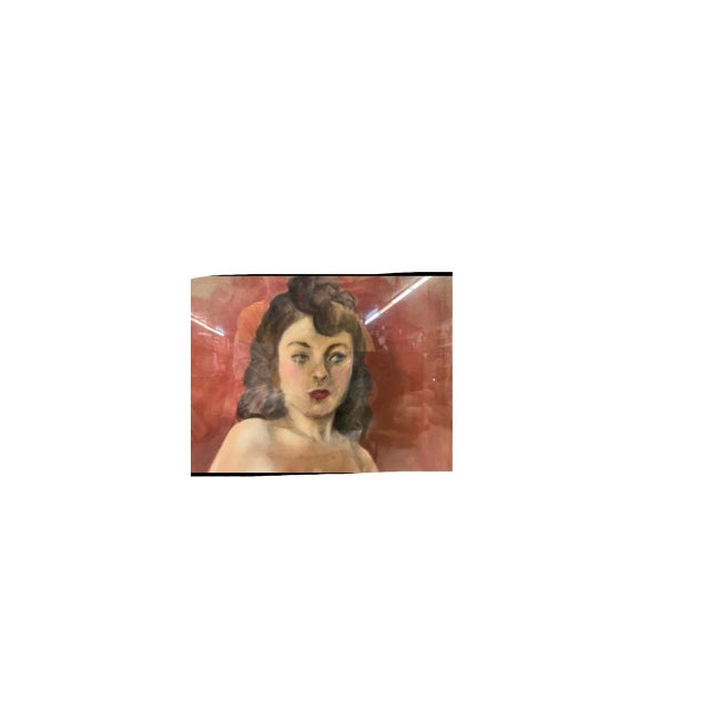1950s Vintage Oil Pastel Drawing on Paper of a Nude Woman Circa 1950’s, Framed For Sale - Image 5 of 12
