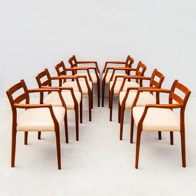 1970s Restored Niels Moller Model 67 Danish Modern Dining Chairs in Teak & Leather For Sale - Image 16 of 18