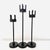 Set of three mid-century cast iron candle holders that have been attributed to Van Keppel-Green, California. Made of heavy...