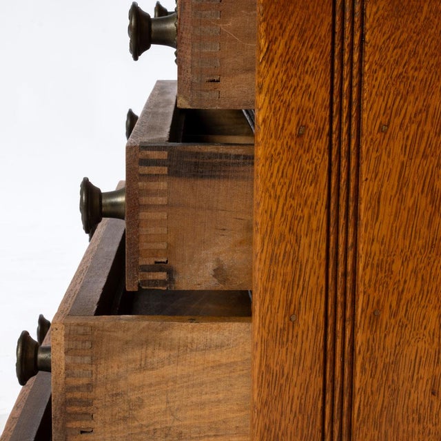 Wood Antique Oak Spool Cabinet For Sale - Image 7 of 13