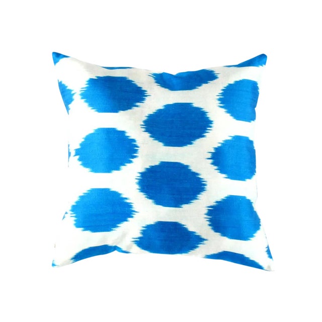 Pasargad Oasis Collection Silk Velvet Ikat Pillow For Sale