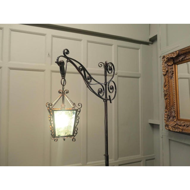 Wrought Iron Floor Standing Reading or Tavern Lamp, 1900s For Sale - Image 3 of 8