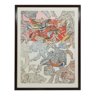1970s "Thinking of Cathay" Botanical Watercolor Painting by Marie Brumund, Framed For Sale