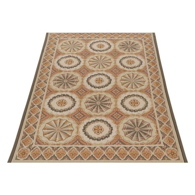 1950s 1980s Rug & Kilim’s Aubusson Style Flatweave With Medallions and Floral Patterns For Sale - Image 5 of 7