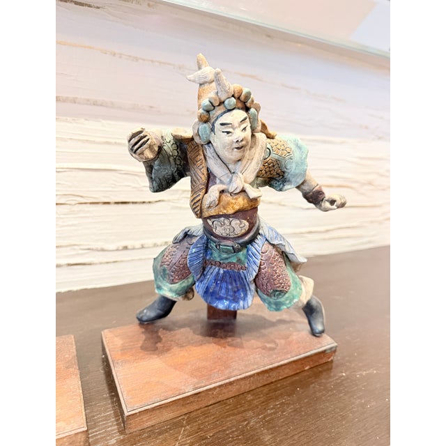 Set of 3 Antique Chinese Glazed Porcelain Roof Tiles of a Warrior Figures, 19th Century We love unique pieces like this!...