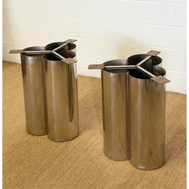 1970s Mastercraft Stainless Steel Table Pedestals – a Pair For Sale In Detroit - Image 6 of 10