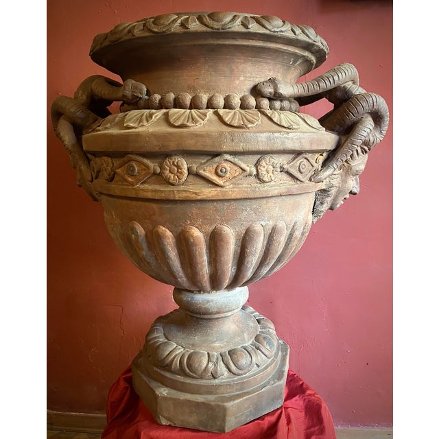Large Antique Terracotta Vase Jardinière with Medusa Handle, 1600s For Sale - Image 15 of 18
