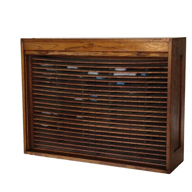 Antique Oak Roll Front Cabinet C1920 For Sale - Image 10 of 11