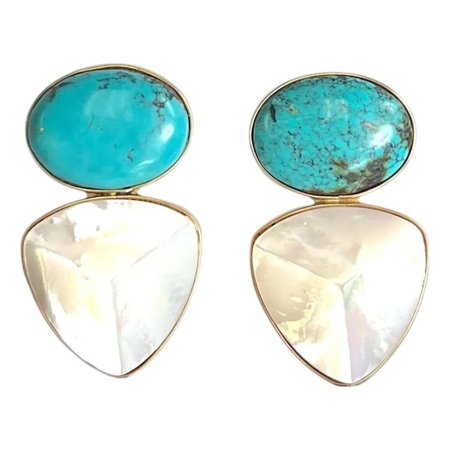 Turquoise Pyramid Earring For Sale