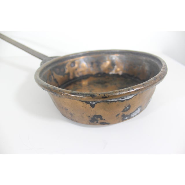 Antique Copper and Iron Pan for Decorating French Style Country Kitchen Primitive Hand Forged For Sale - Image 4 of 10