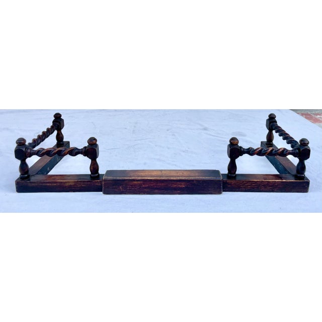 1800's Antique Turned Wood Fireplace Fender For Sale - Image 12 of 12