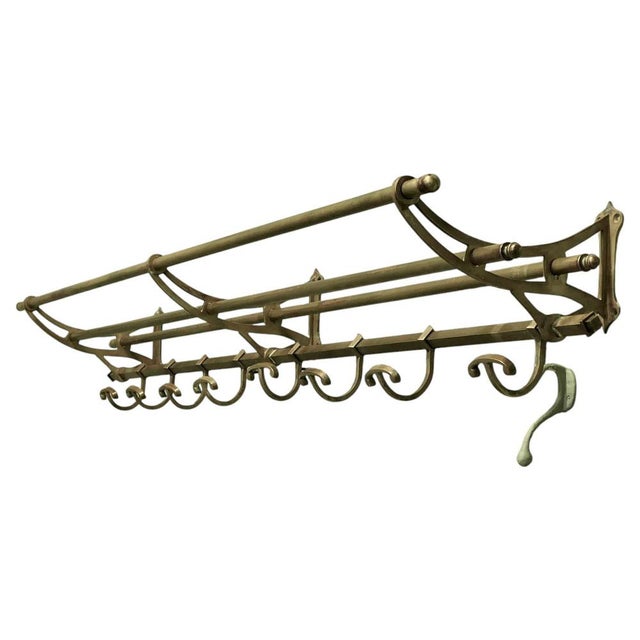 Gold French Art Deco Brass Hat and Coat Rack, 1920s For Sale - Image 8 of 8
