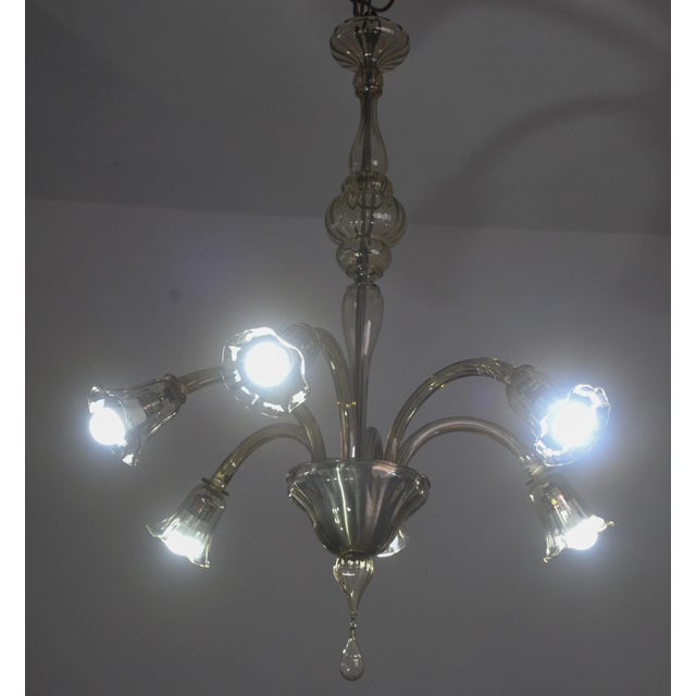 Vintage Murano Glass Chandelier, Amber Color, Six Lights, 1950s Design For Sale - Image 11 of 11