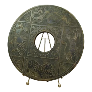Antique Chinese Marble Bi with Figures 19th Century