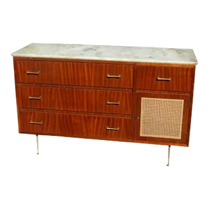 1960s Vintage Cane Marble Dresser