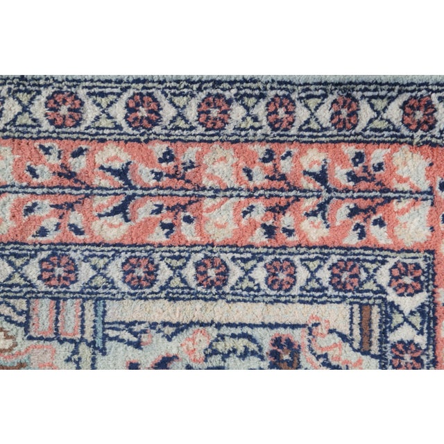 Textile Indian Kashmir Silk Geometric Floral Garden Medallion Area Rug Mat 48" For Sale - Image 7 of 13