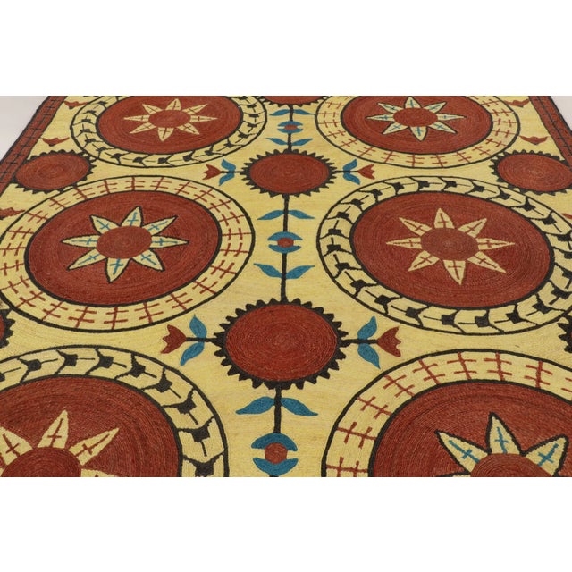 Late 20th Century Modern Classics Brick Red & Gold Abaca Suzani Rug by Rug & Kilim, India For Sale - Image 5 of 10