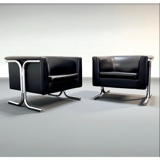 Mid-Century Modern Bauhaus Art Deco Lounge Chairs in Tubular Steel and Chrome, 1940s, Set of 2 For Sale - Image 3 of 18