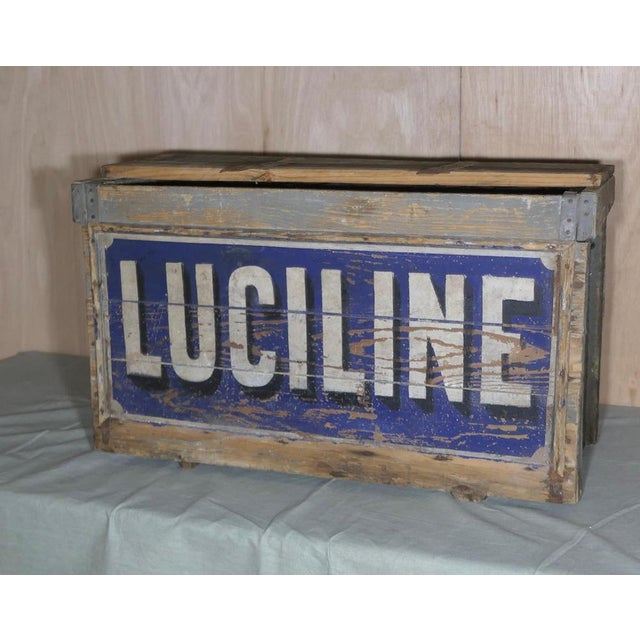 Rare Vintage Luciline Fuel Cans and Advertising Crate Dating from the 1900s, this original Luciline Crate would have held...