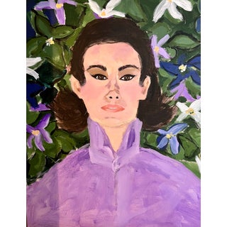 Gloria Vanderbilt Original Painting by Sandy Welch For Sale