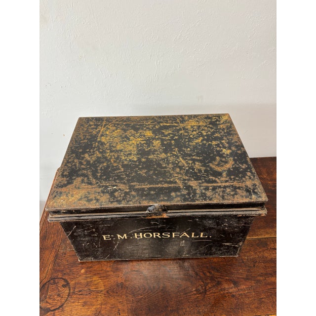 Metal Antique English Deed Box For Sale - Image 7 of 8