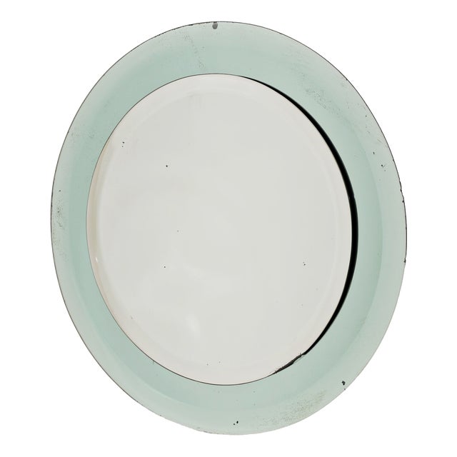 Round Crystal Wall Mirror attributed to Cristal Art, Italy, 1970s For Sale