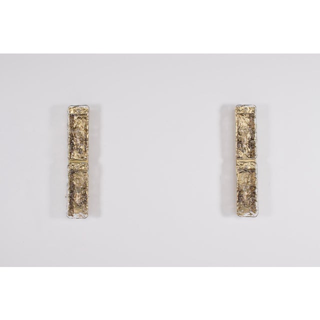 Metal Large Murano Glass Wall Sconces, 1970s, Set of 2 For Sale - Image 7 of 7