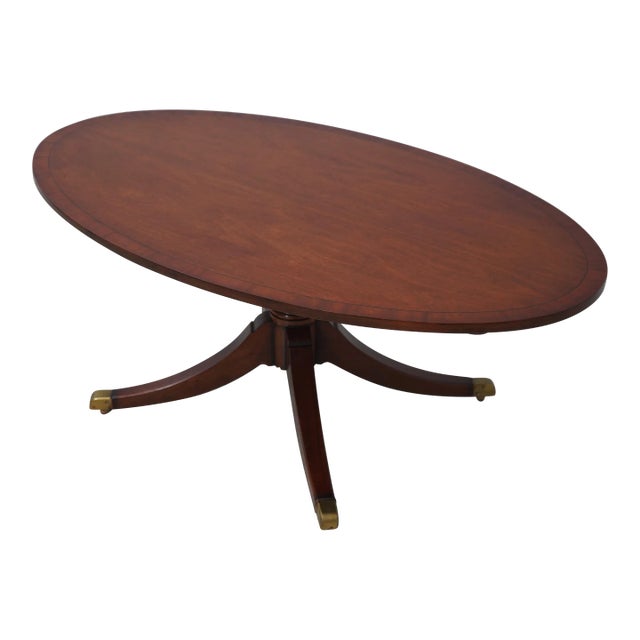 English Elliptical Mahogany Coffee Table For Sale