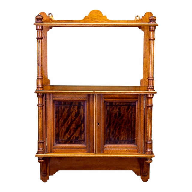 Late 19th Century English Victorian Hanging Mahogany Cabinet With Gilt Details For Sale
