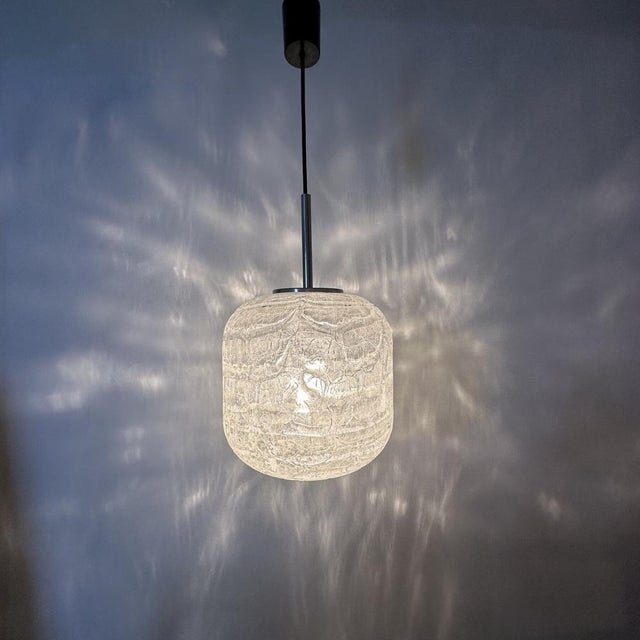 Mid-Century Glass Suspension Lamp from Doria Leuchten, 1970s For Sale - Image 3 of 17
