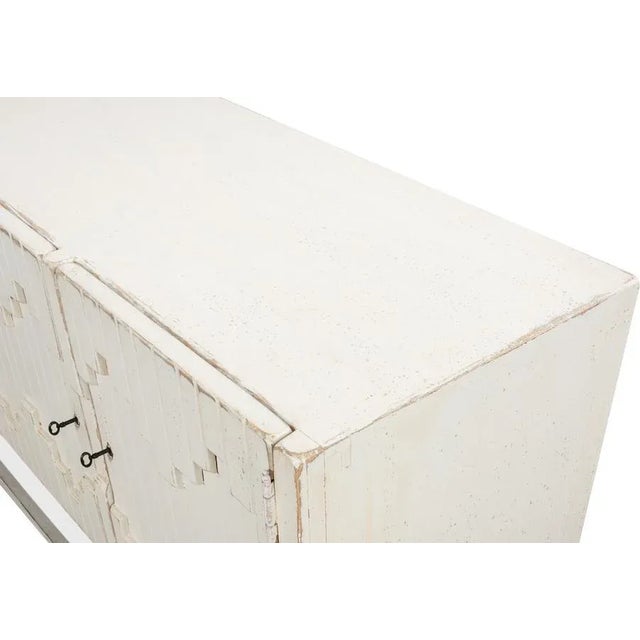 Transitional Sarreid Antique White Wash Cabinet on Stand For Sale - Image 3 of 5