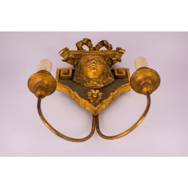 Neoclassical 20th Century Neoclassical Wooden Double-Arm Sconce For Sale - Image 3 of 6