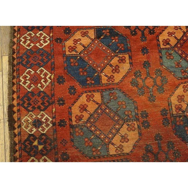 19th Century Impressive Red-Ruby Ground Color With Some Cherries Details in a Geometric Design Antique Central Asian Ersari Gallery Rug For Sale - Image 5 of 7